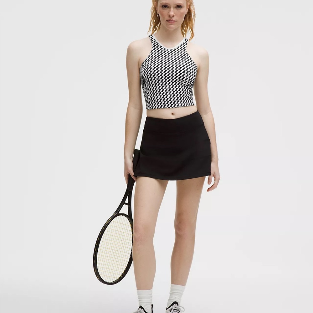 NWT Lululemon Cropped V-Neck Tennis Tank in Hilltop Checkerboard White